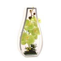 Florero adorno de cristal 32 cm Orquídea verde