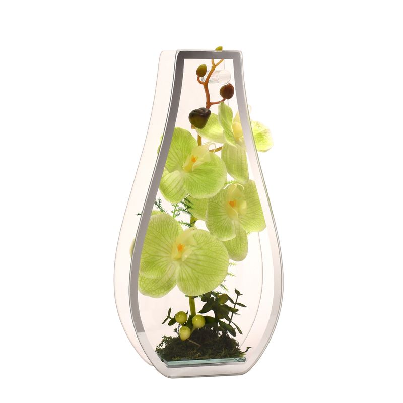 GENERICO - Florero adorno de cristal 32 cm Orquídea verde