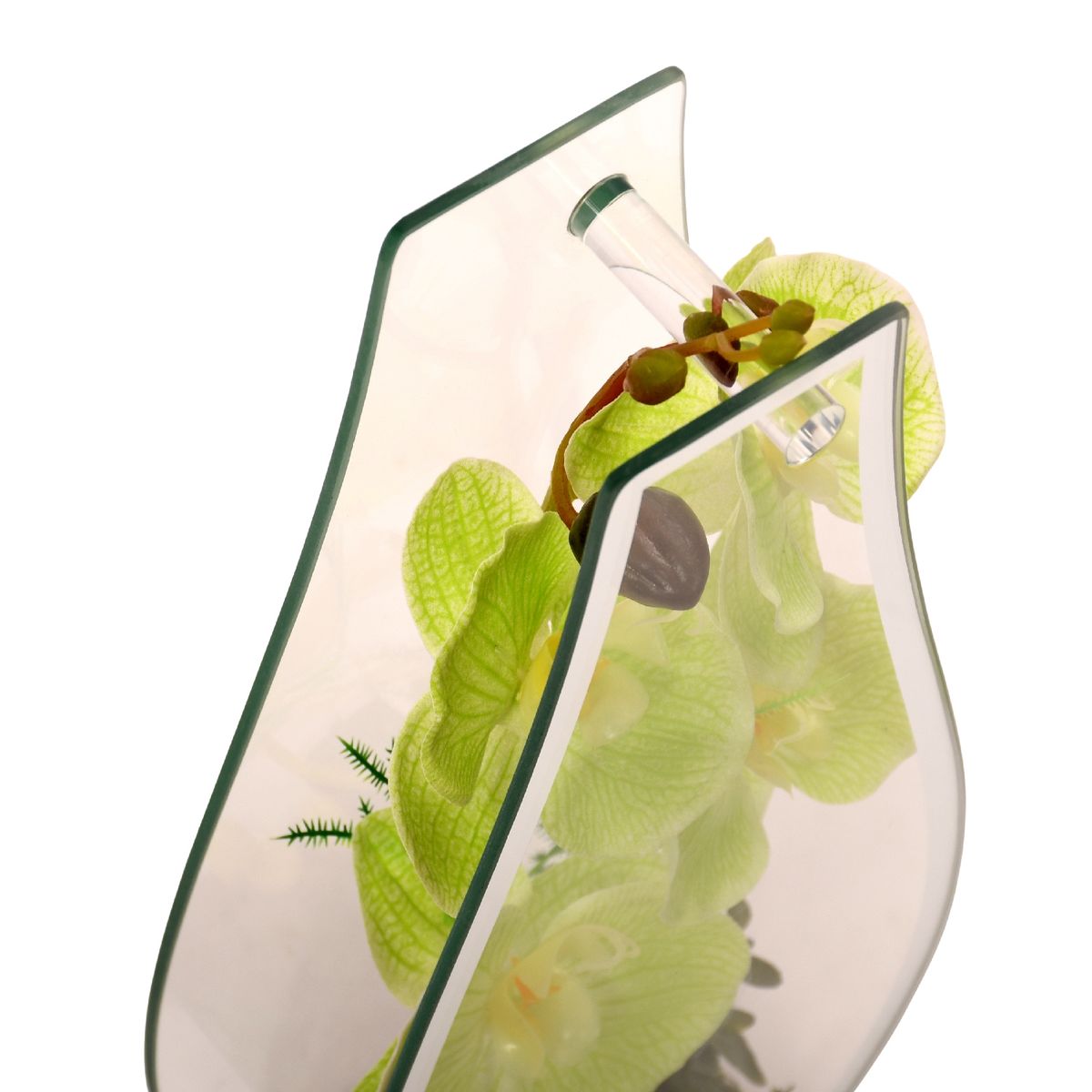 GENERICO - Florero adorno de cristal 32 cm Orquídea verde