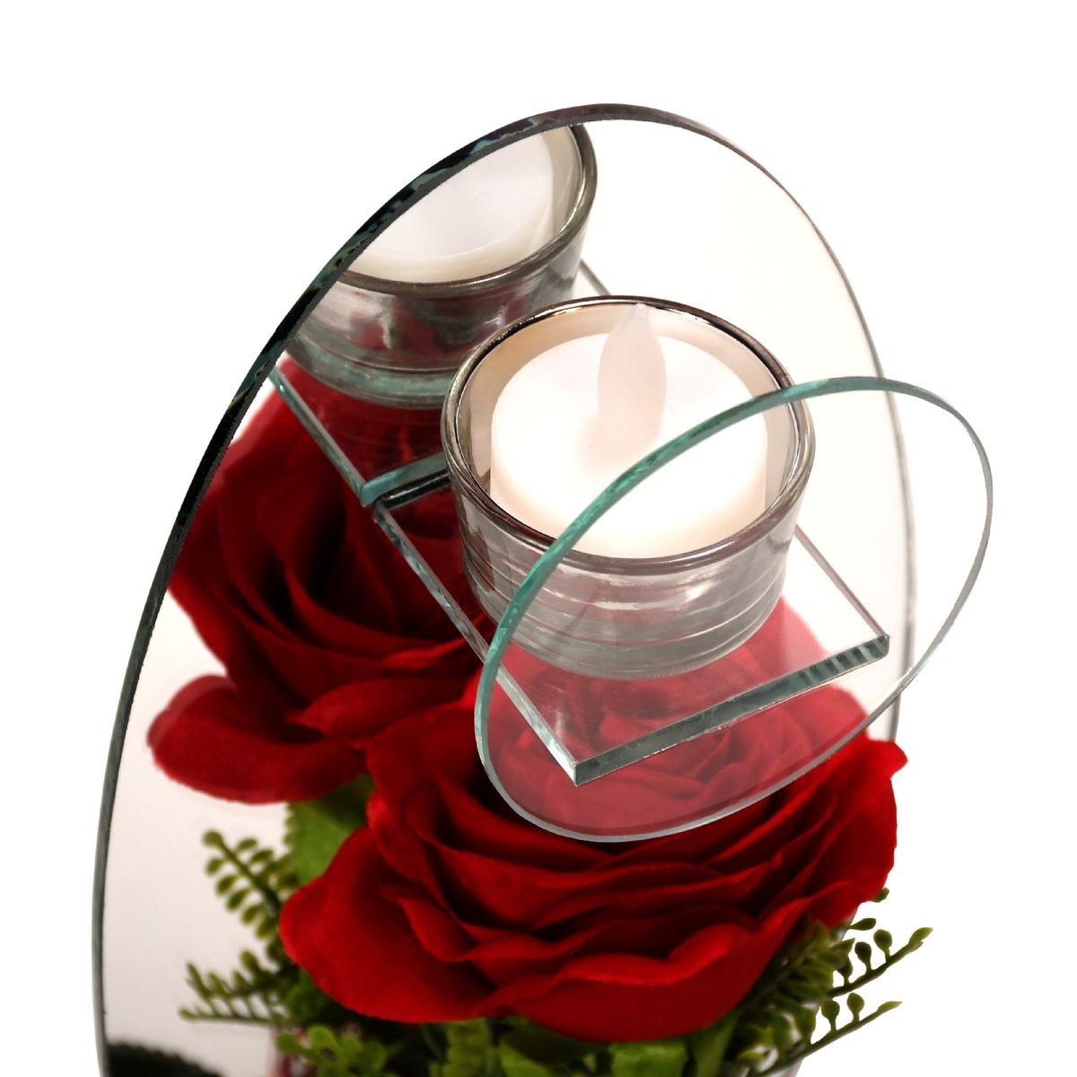 GENERICO - Florero adorno de cristal 28 cm Led Rosa roja