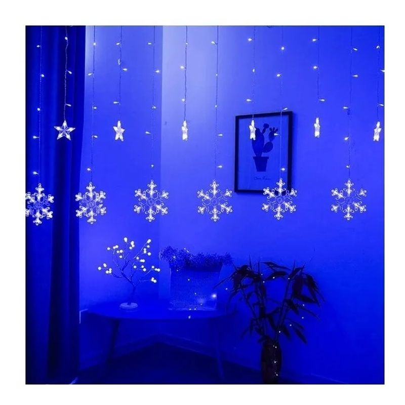 GENERICO - Cortina De Luces Led Cascada Luces Guirnalda Copo Nieve 3m