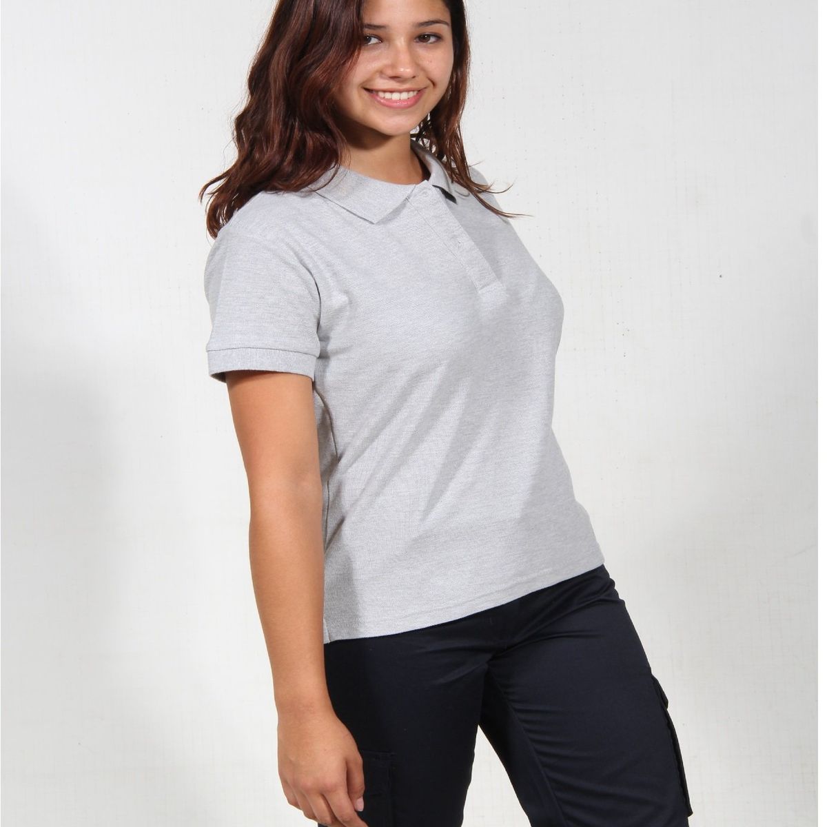 90 GRADOS - Polera Pique Mujer Manga Corta Gris
