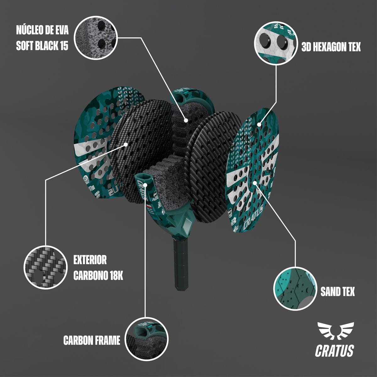 CRATUS - Pala Padel Pro - Cratus Blue Militar