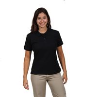 Polera Pique Mujer Manga Corta Negra