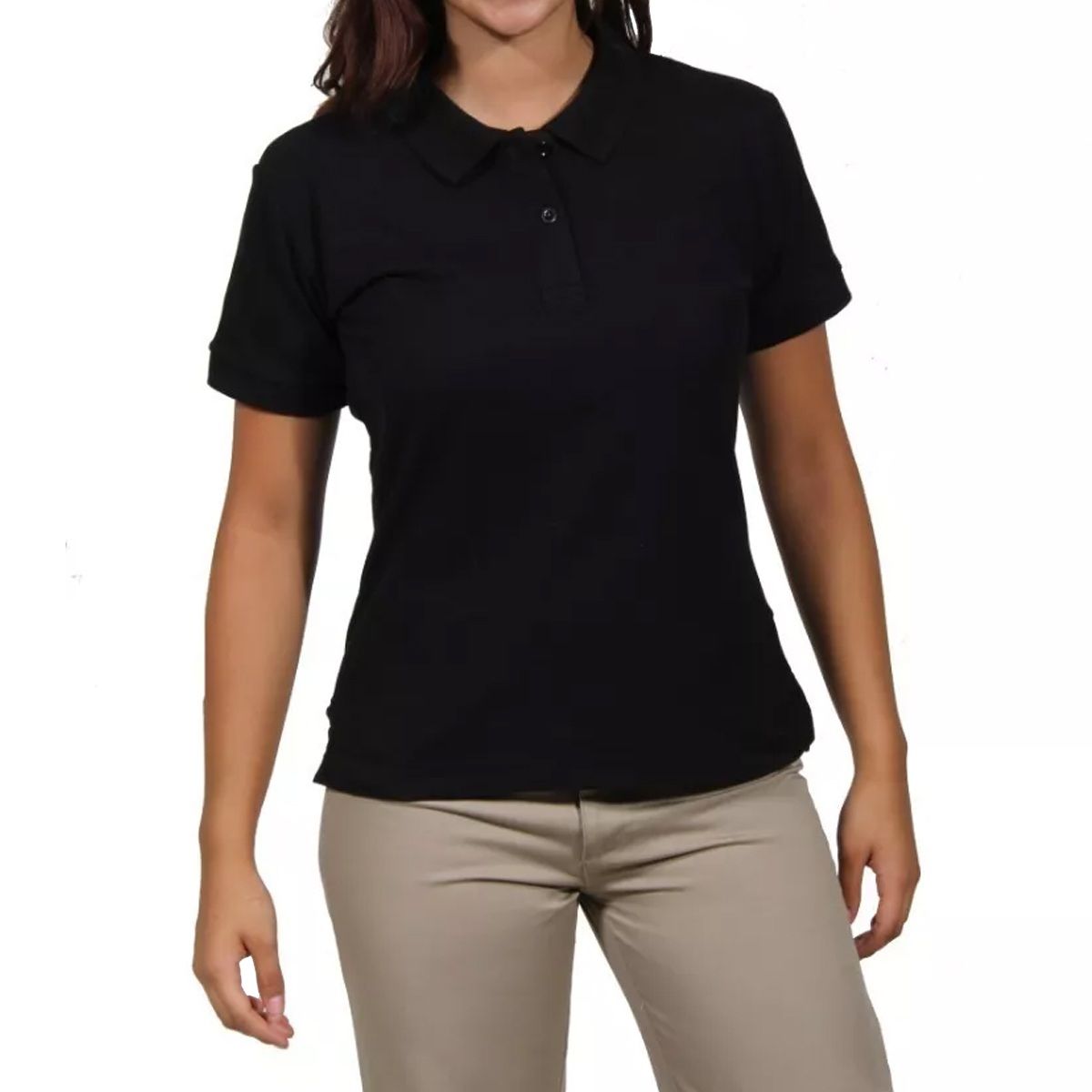 90 GRADOS - Polera Pique Mujer Manga Corta Negra