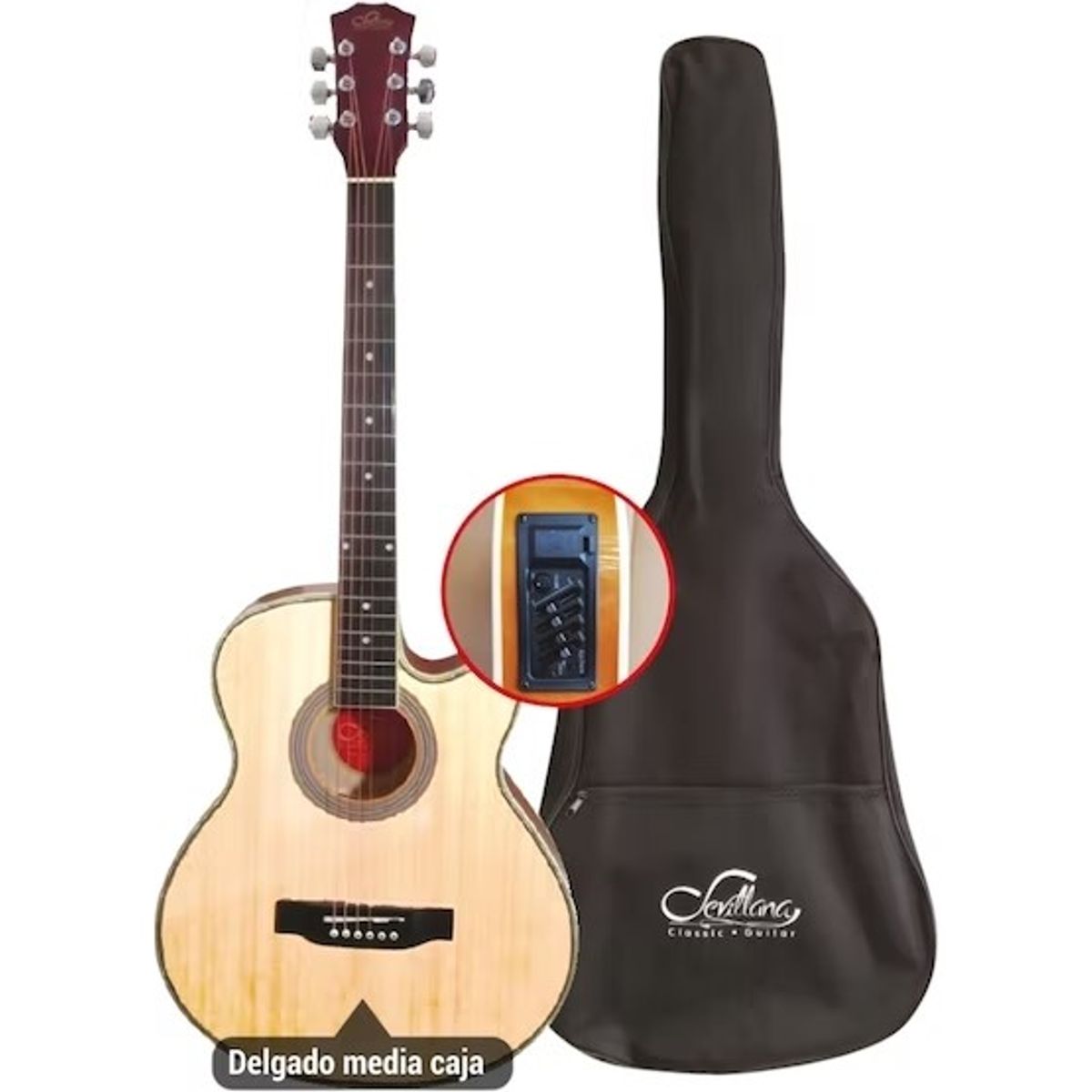 SEVILLANA - Guitarra Electroacustica Sevillana 40 Slim Con Funda.