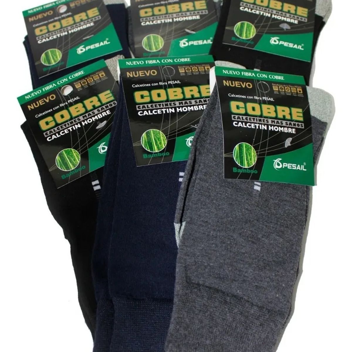 GARSIL - 12 Pares De Calcetines De Vestir De Fibra De Cobre y Algodón