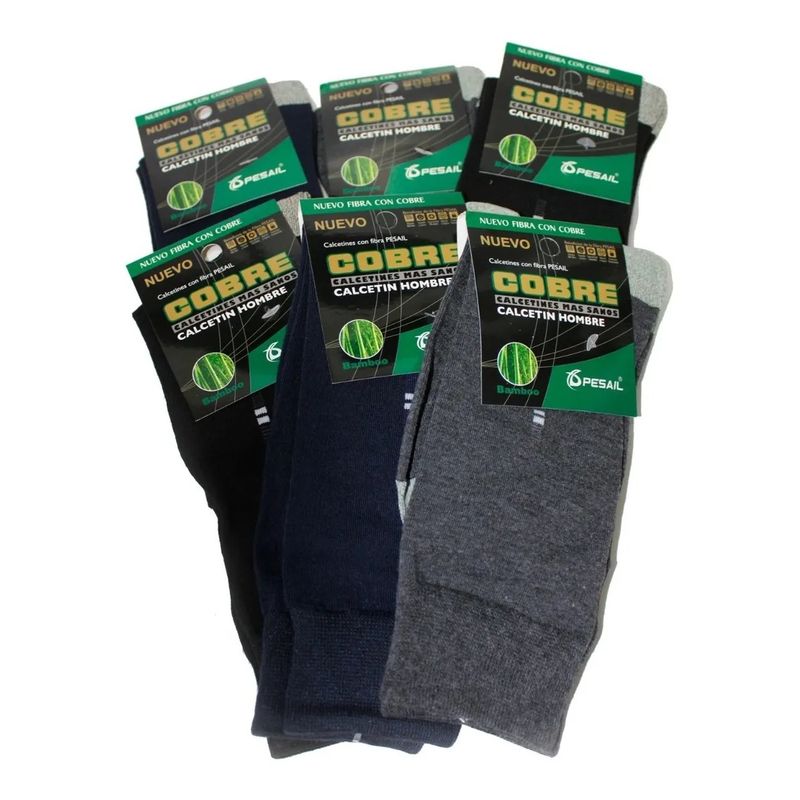 GENERICO - 12 Pares De Calcetines De Vestir De Fibra De Cobre y Algodón