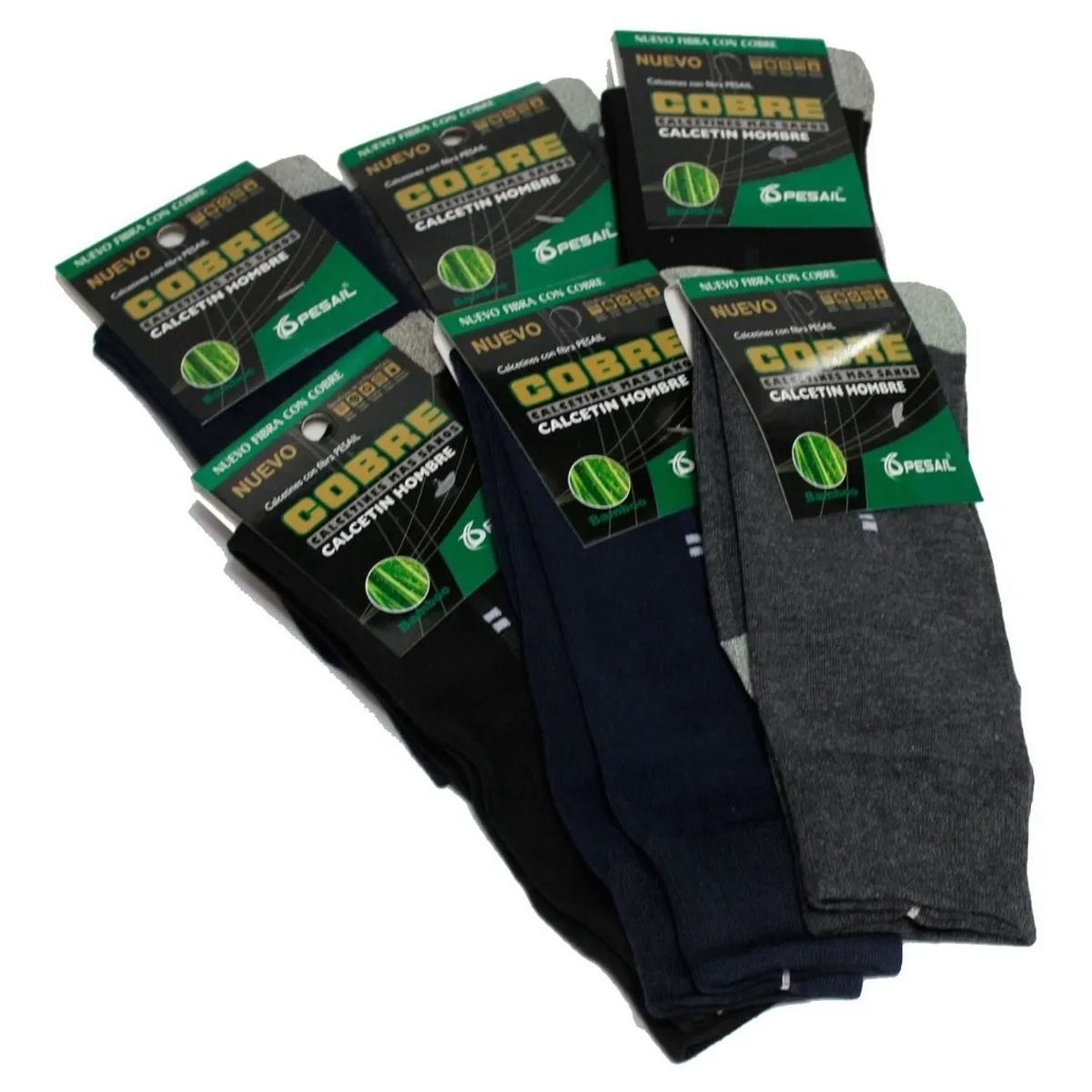 GARSIL - 12 Pares De Calcetines De Vestir De Fibra De Cobre y Algodón