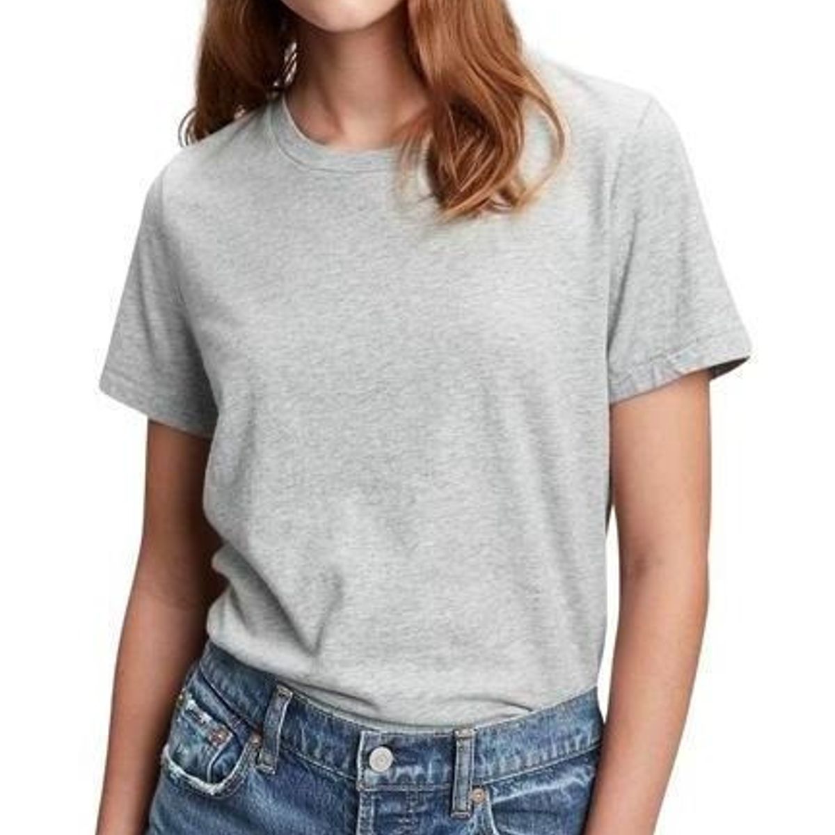 GAP - Polera Mujer Gap Manga Corta Cuello Redondo Gris