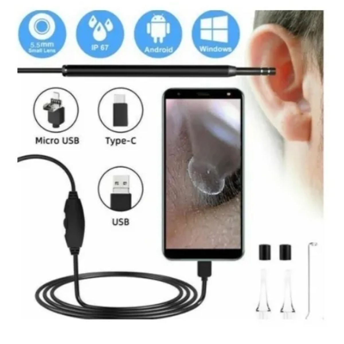 GENERICO - Limpiador De Oídos Con Cámara Usb Hd Endoscopio