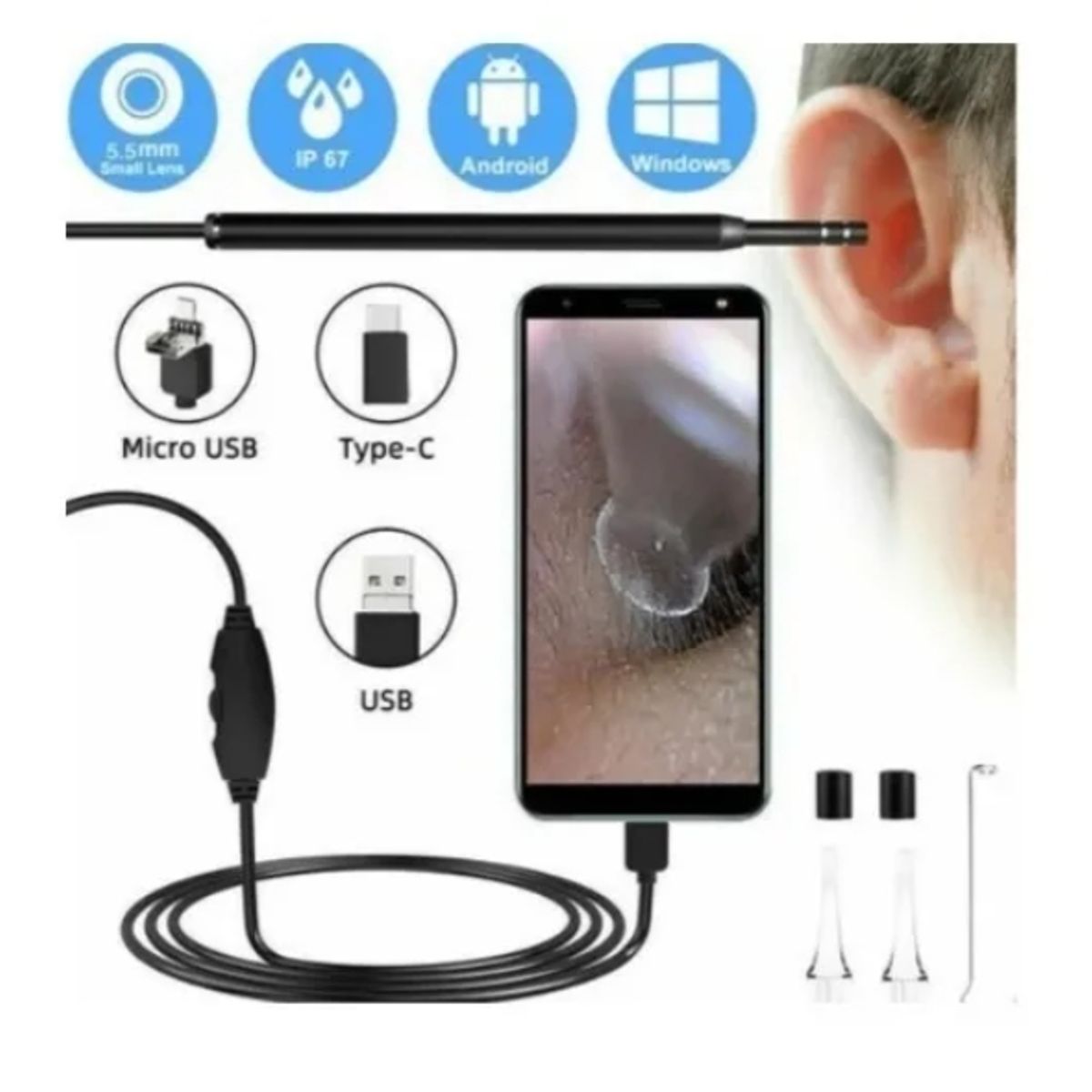 GENERICO - Limpiador De Oídos Con Cámara Usb Hd Endoscopio