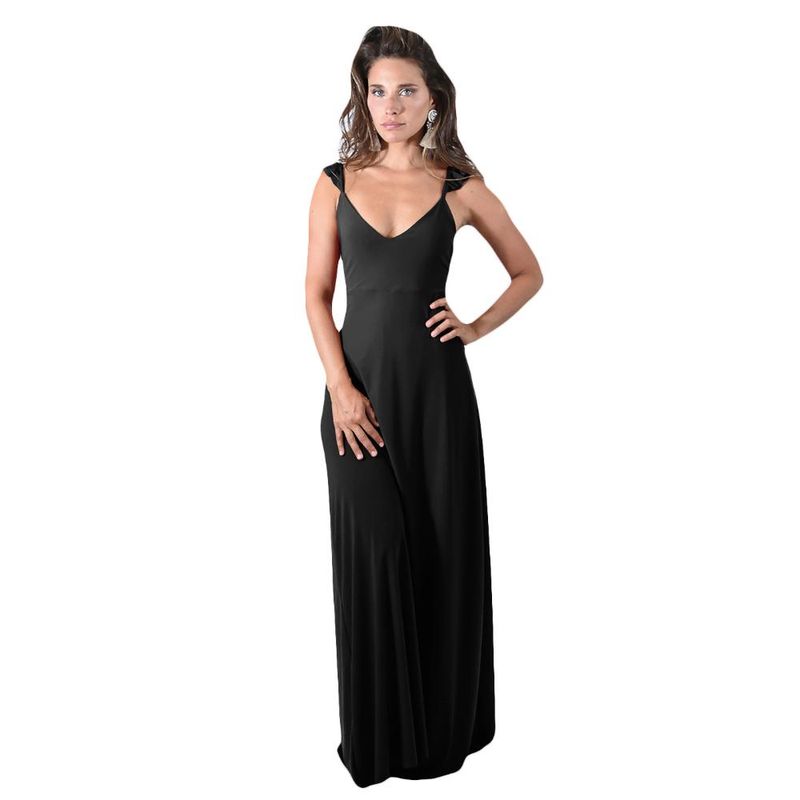 MARIA PASKARO - Vestido Largo Jaipur Negro Lycra Vuelitos Maria Paskaro MARIA PASKARO