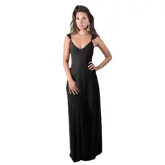 MARIA PASKARO - Vestido Largo Jaipur Negro Lycra Vuelitos