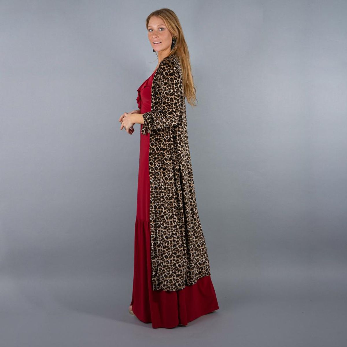 MARIA PASKARO - Tapado Kimono Largo Verona Animal Print Terciopelo Maria Paskaro MARIA PASKARO