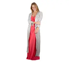 MARIA PASKARO - Tapado Kimono Largo Verona Champagne Plisado Metalizado