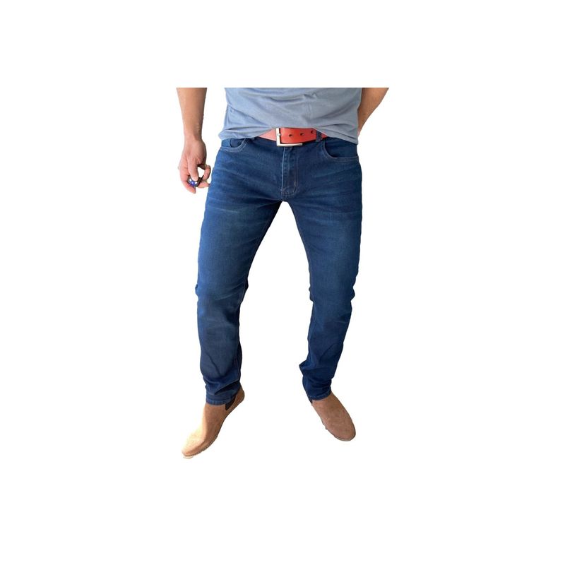 GENERICO - Pantalón Tela Jeans Straight Fit Azul Oscuro GENERICO