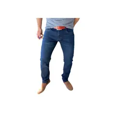 GENERICO - Pantalón Tela Jeans Straight Fit Azul Oscuro