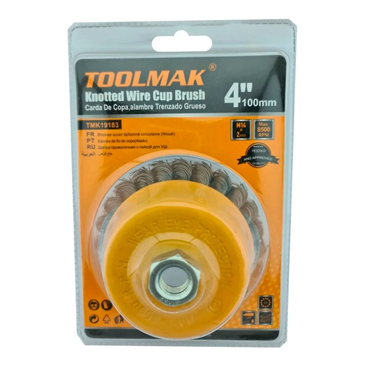 GENERICO - Escobilla De Copa Trenzada Torcida 100mm Esmeril Toolmak