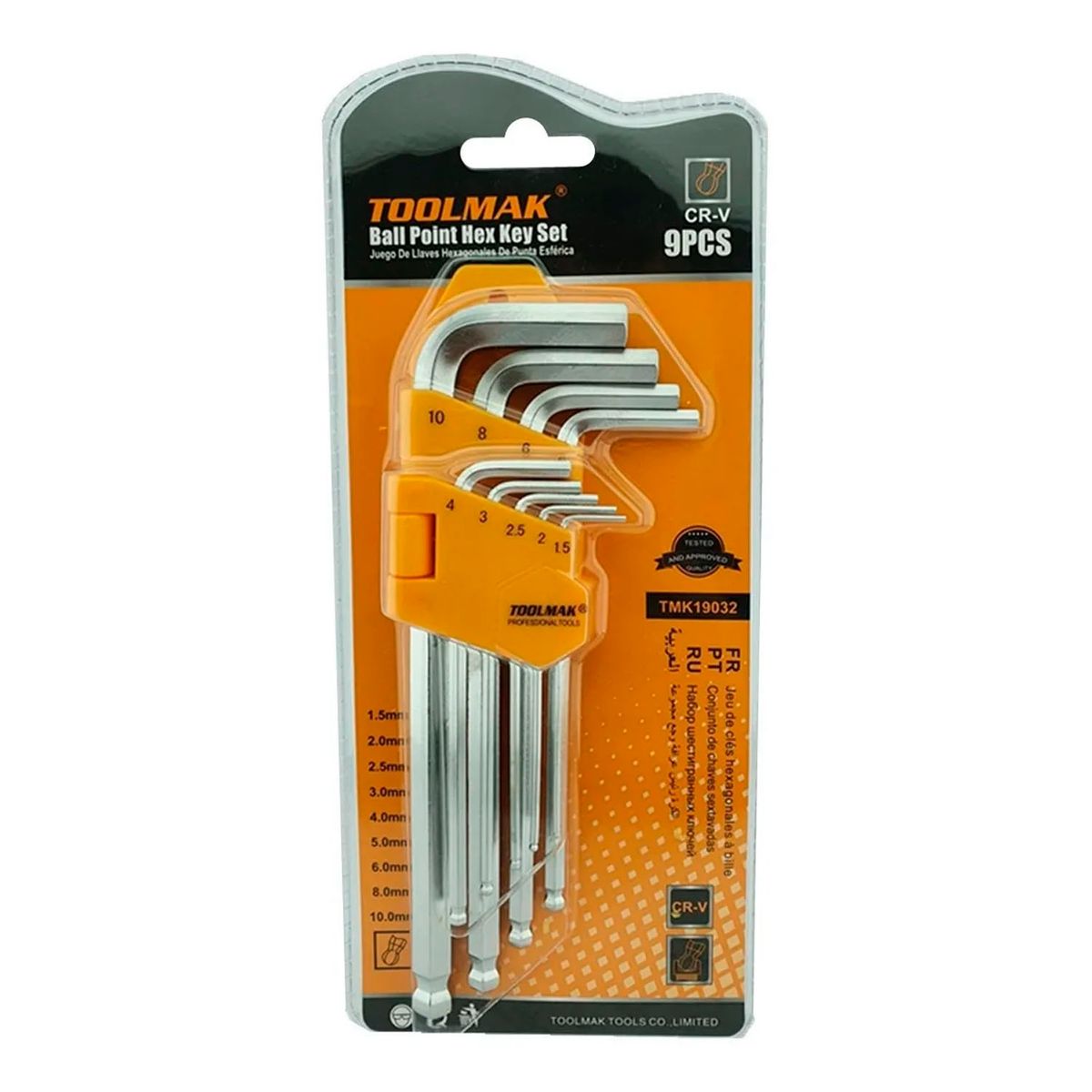 GENERICO - Set Juego Llaves Medianas Allen Hexagonal 9 Piezas Toolmak