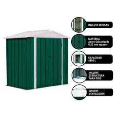 EL BARCO - BODEGA JARDÍN CON REPISAS 198x126x212 HOMESHED COLOR VERDE
