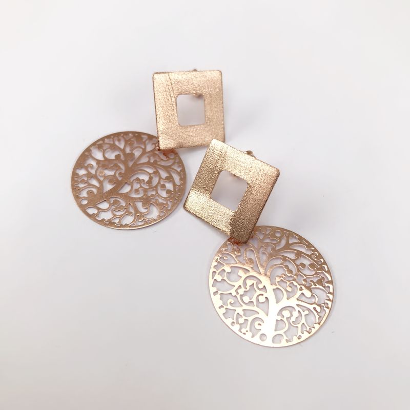 GAB JOYAS - AROS BAÑO ORO ROSA ARBOL DE LA VIDA.