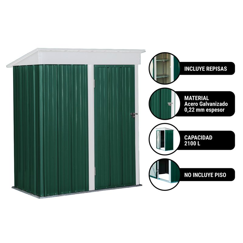 EL BARCO - Bodega Jardín Con Repisas 162x92x180 Boxshed Verde