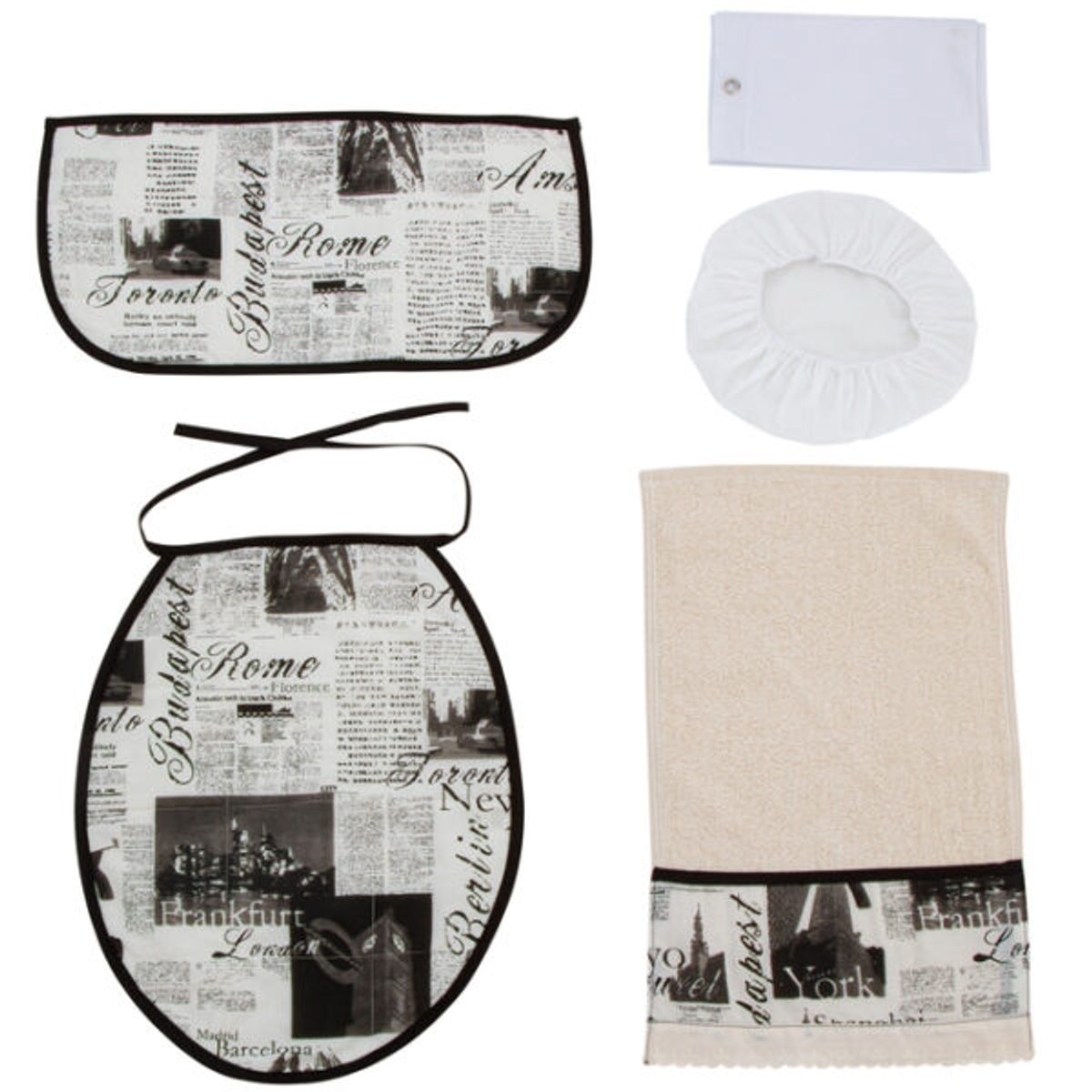 GENTILE - Cortina y Set de Baño 7 Piezas Diseño Diario  180x 180 cms.