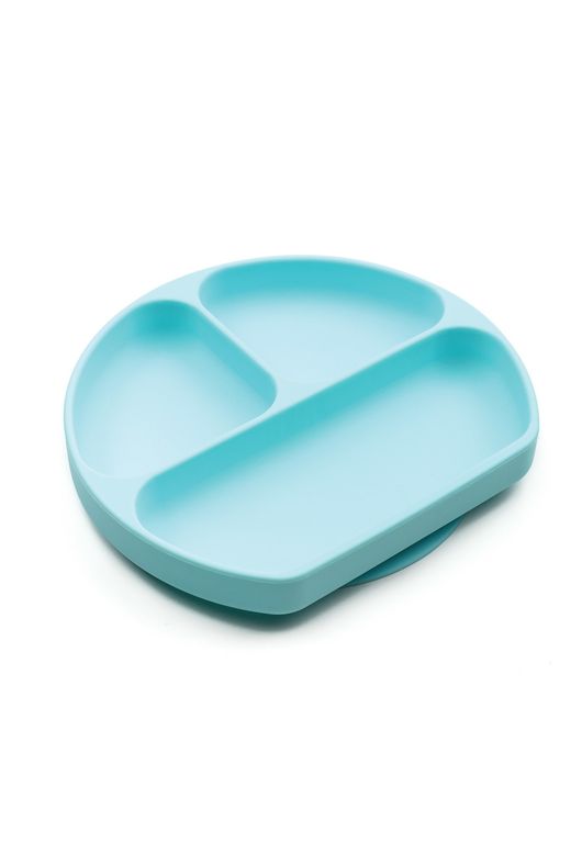 Plato con agarre silicona SiliconeGripDish Celeste