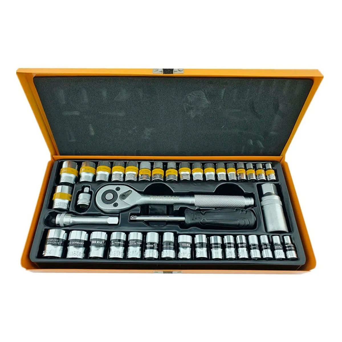 GENERICO - Set Kit Jgo De Dado 1/4 3/8 Milimétrico Pulgada 40 Pcs Tmk