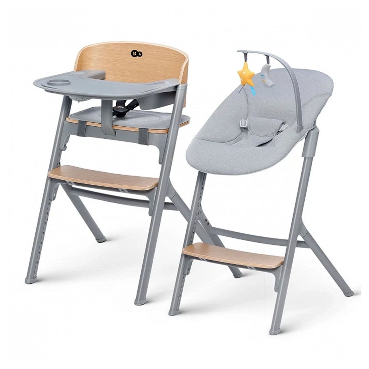 KINDERKRAFT - Silla de Comer Evolutiva LIVY Wood + Nido CALMEE KINDERKRAFT