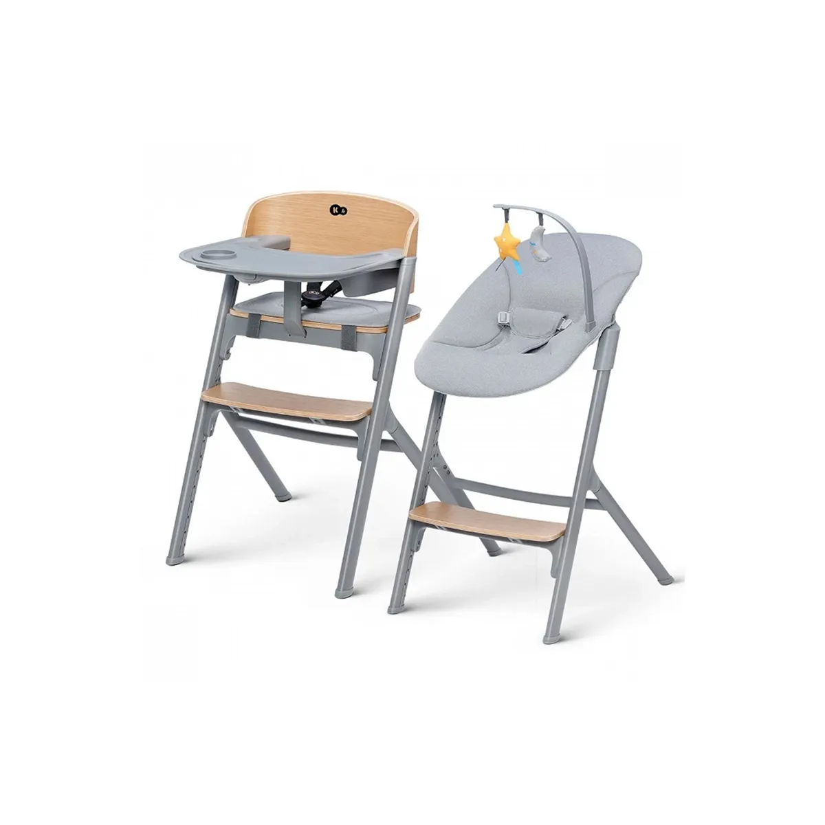 KINDERKRAFT - Silla de Comer Evolutiva LIVY Wood + Nido CALMEE KINDERKRAFT