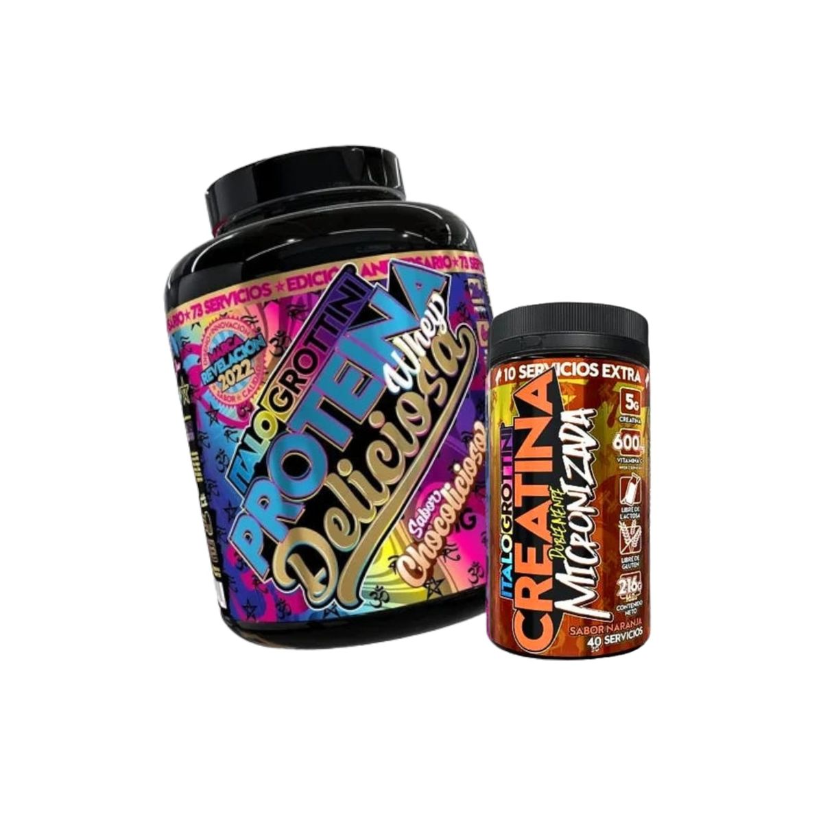 ITALO GROTTINI - Proteina Whey Deliciosa Chocoliciosa + Creatina 40 Serv Naranja