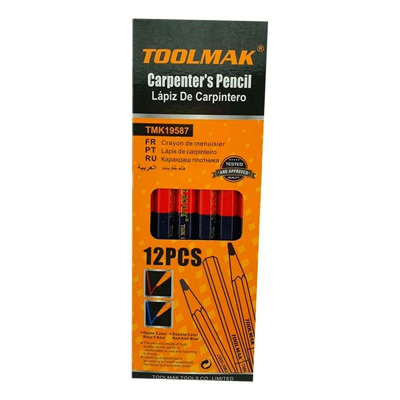 GENERICO - Lápiz Carpintero Madera Albañil Construcción 12 Pcs Bicolor