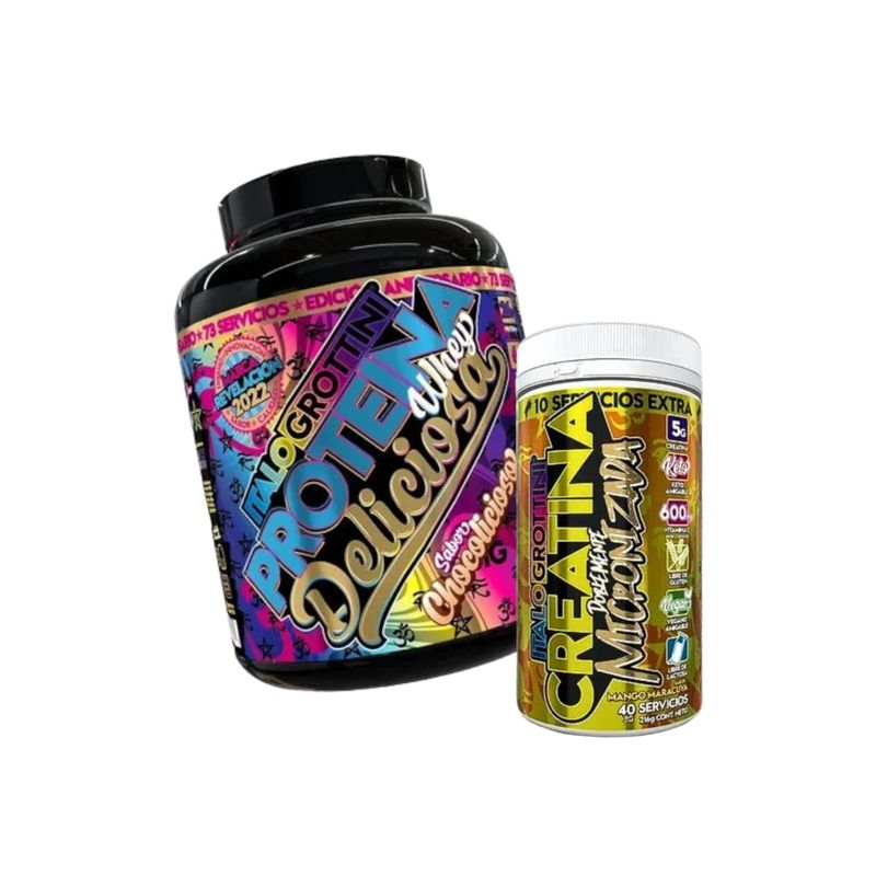 ITALO GROTTINI - Proteina Whey Deliciosa Chocoliciosa + Creatina 40 SV Mango y maracuya