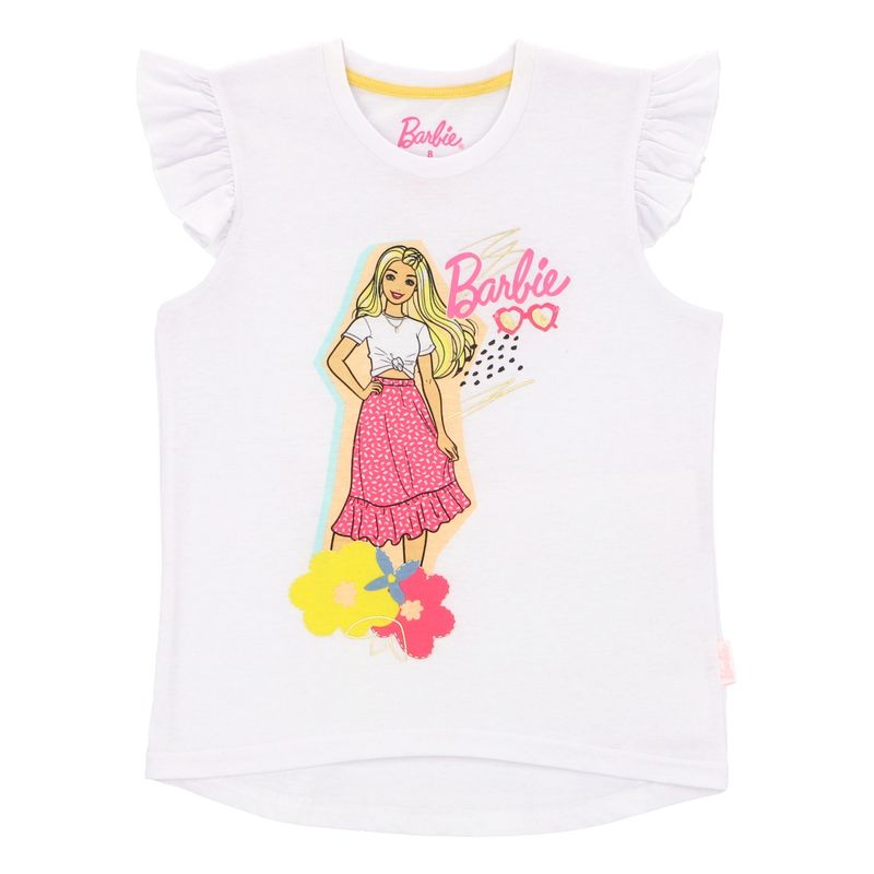 BARBIE - POLERA SIN MANGA CON VUELO BARBIE BLANCO