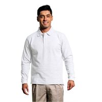 Polera Pique Hombre Manga Larga Blanca