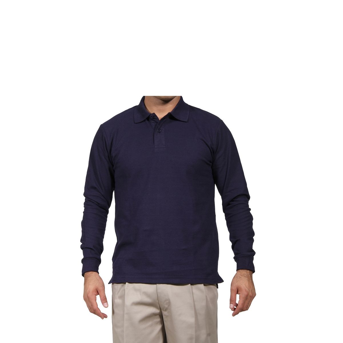 90 GRADOS - Polera Pique Hombre Manga Larga Azul Marino