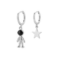 Aros Astronauta y Estrella 12mm. en Plata Fina 925