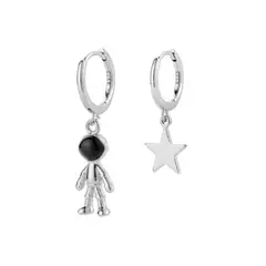 SILVER HEART - Aros Astronauta y Estrella 12mm. en Plata Fina 925