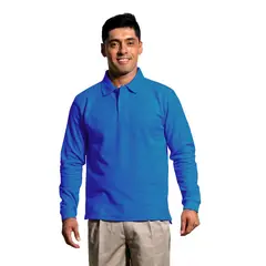 90 GRADOS - Polera Pique Hombre Manga Larga Azulina