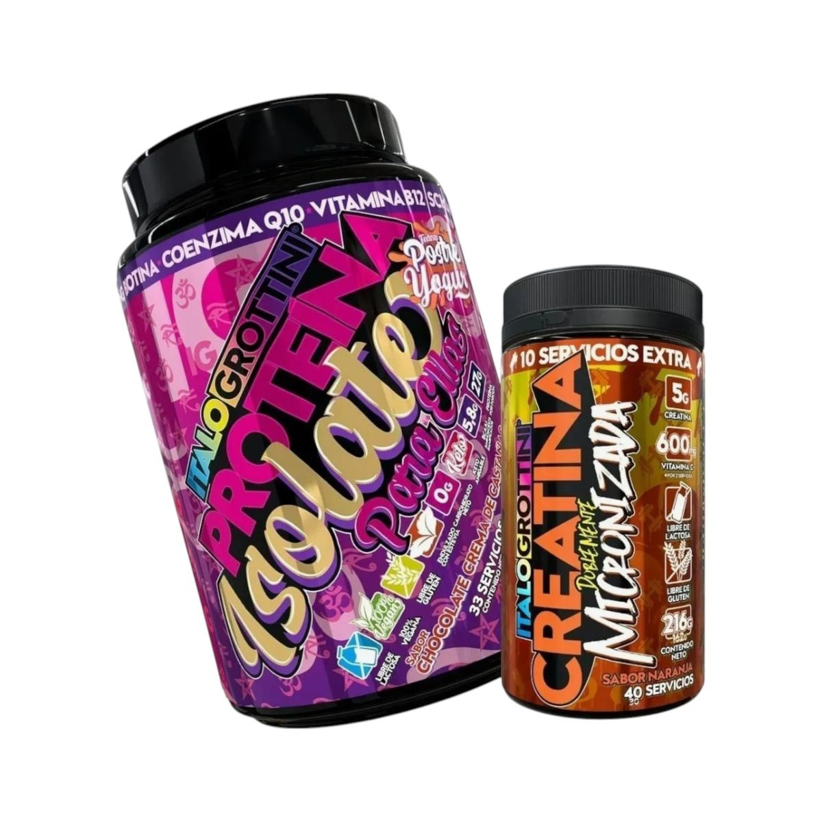 ITALO GROTTINI - Pack Proteína Para Ellas Castaña y Creatina 40sv  Naranja