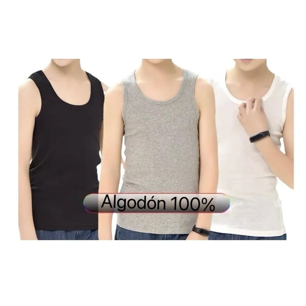 GARSIL - Polera Sin Mangas Para Niños 100 Algodon - Camiseta Musculosa