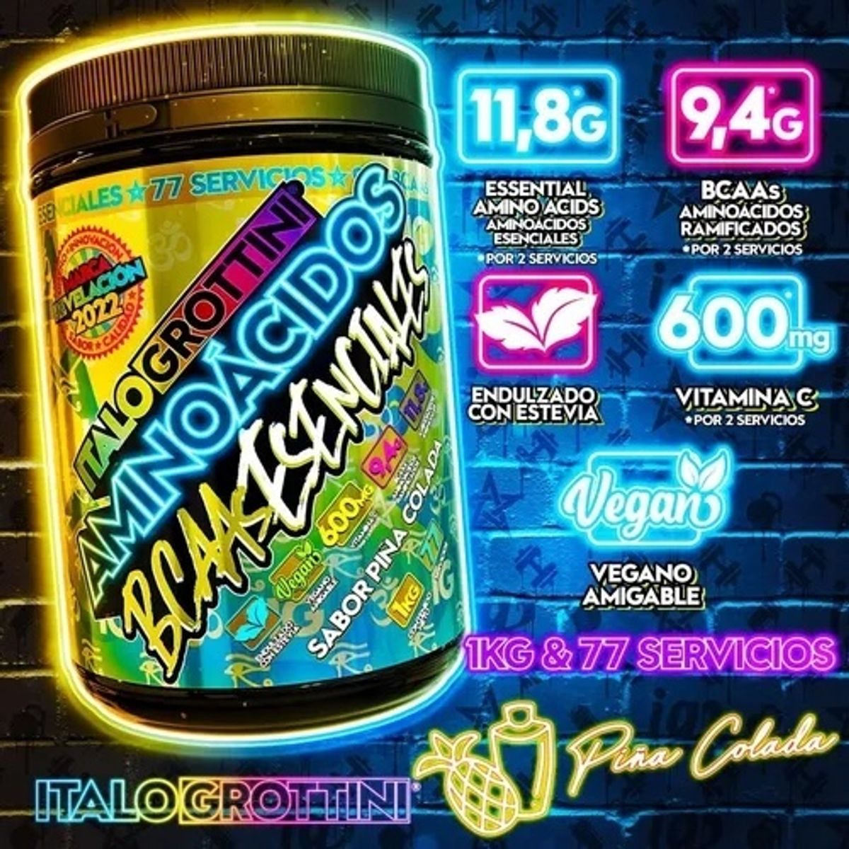 ITALO GROTTINI - Aminoácidos & Bcaas Esenciales  + Creatina 40 Sv sin sabor