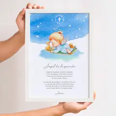 DECORACION PAJARITO - Cuadro regalo bautizo Angelito Celeste