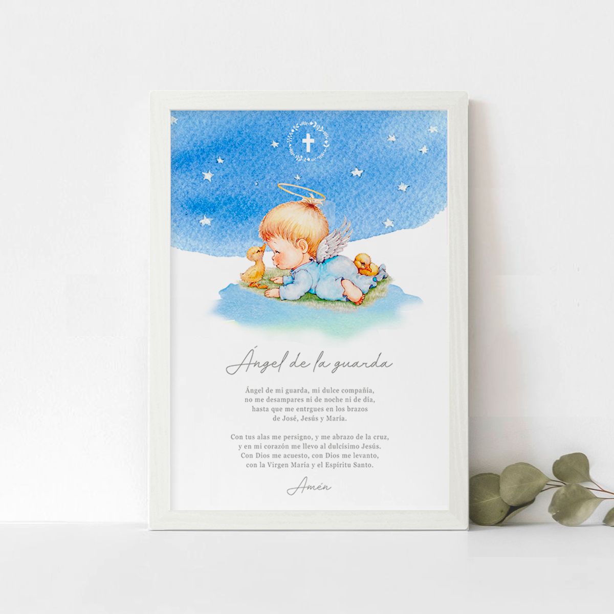 DECORACION PAJARITO - Cuadro regalo bautizo Angelito Celeste
