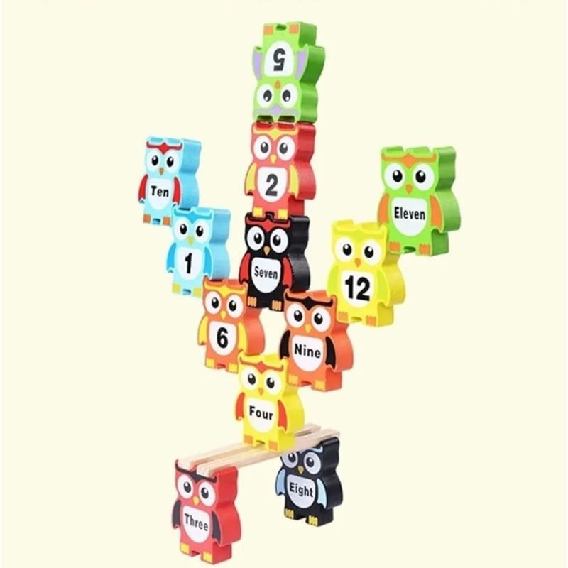 GENERICO - Puzzle Búho Encaje Apilable Madera Didáctico