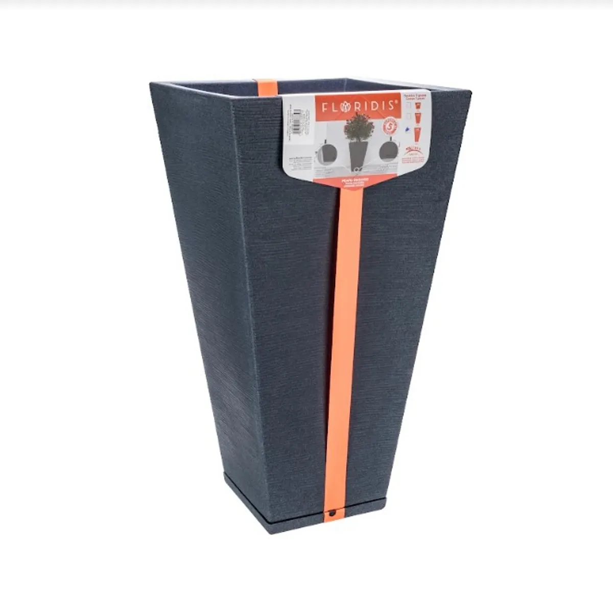 FLORIDIS - MACETERO FLORIDIS GRAFITO ZURIQUE 74CM ALTO CON PLATO