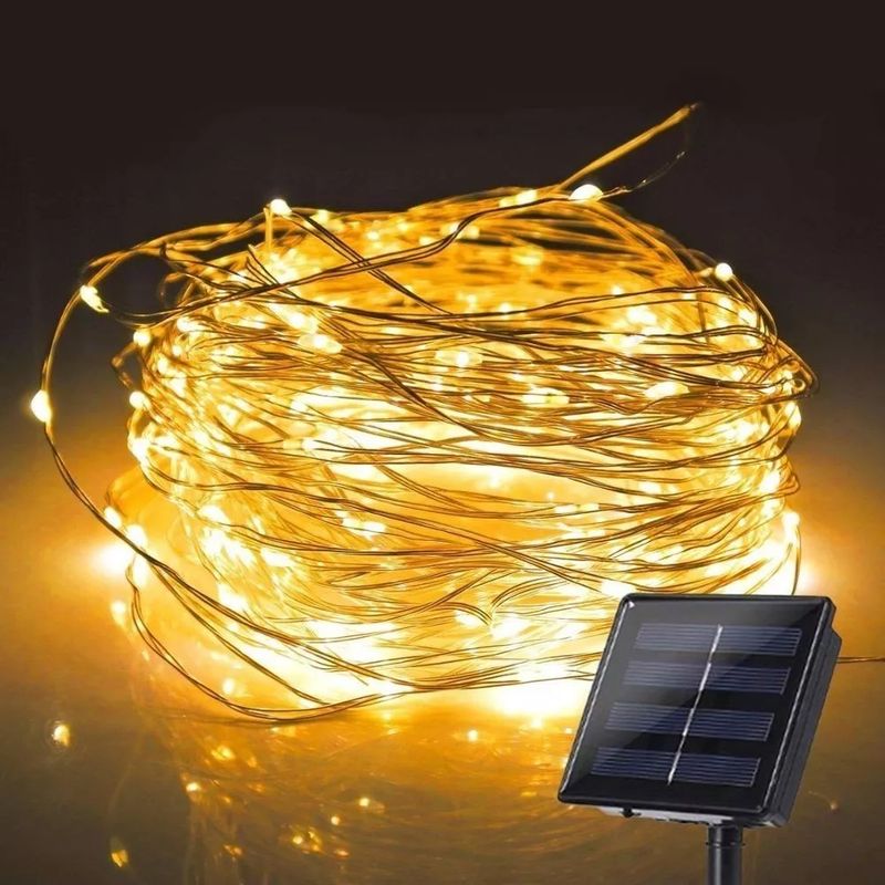 AIZO - Guirnalda Solar 200 Led de 22 Metros blanco cálido