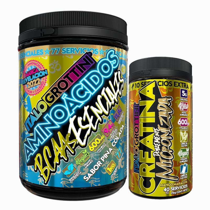 ITALO GROTTINI - Aminoácidos & Bcaas Esenciales  + Creatina 40 Sv Mango Maracuya